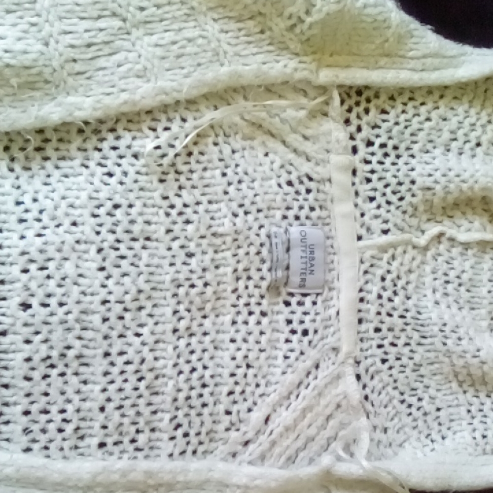 White knit sweater with hood